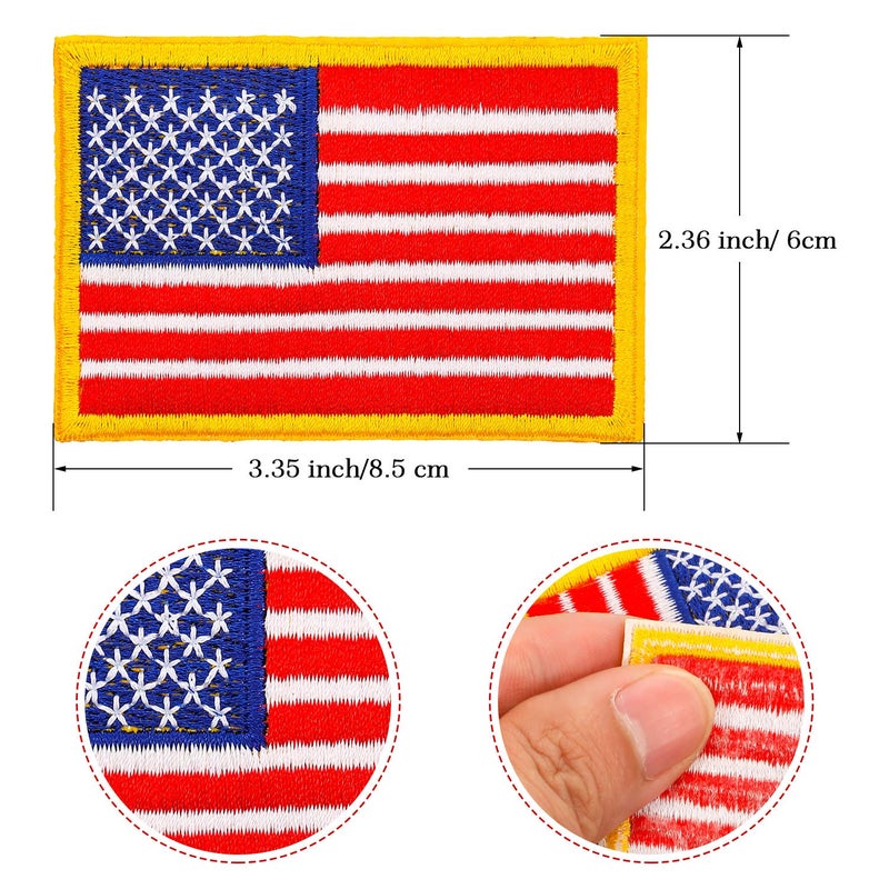 WILLBOND 24 Pcs American Flag Iron on Patch USA Patriotic Embroidery Sew on Flag Patch for for Veterans Day Cloth Military Uniform Emblem Tactical Vest Jacket Hat Backpack, 2.4 x 3.3 Inch(Gold) - Image 3